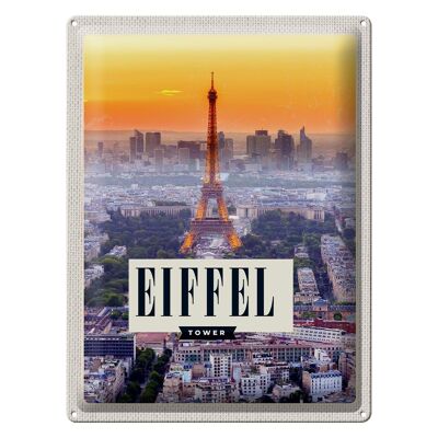 Blechschild Reise 30x40cm Eiffel tower Sonnenuntergang Stadt