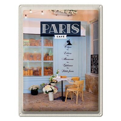 Cartel de chapa de viaje 30x40cm Paris Cafe Crepes Eclairs Macarons