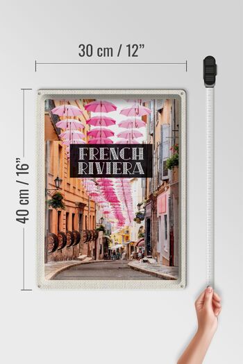 Plaque tôle voyage 30x40cm Côte d'Azur parapluie rose vieille ville 4