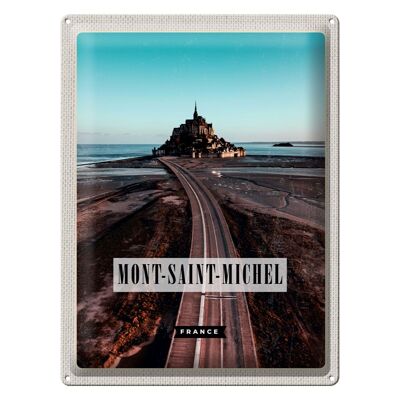 Cartel de chapa viaje 30x40cm Mont-Saint-Michel Francia destino de viaje