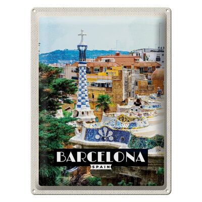 Targa in metallo da viaggio 30x40 cm Barcellona Spagna Spagna Panorama