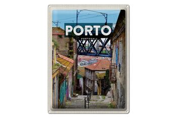 Panneau en étain voyage 30x40cm, image de la vieille ville de Porto Portugal 1