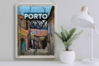 Panneau en étain voyage 30x40cm, image de la vieille ville de Porto Portugal 3