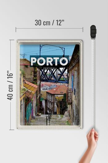 Panneau en étain voyage 30x40cm, image de la vieille ville de Porto Portugal 4