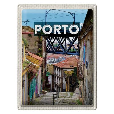 Panneau en étain voyage 30x40cm, image de la vieille ville de Porto Portugal