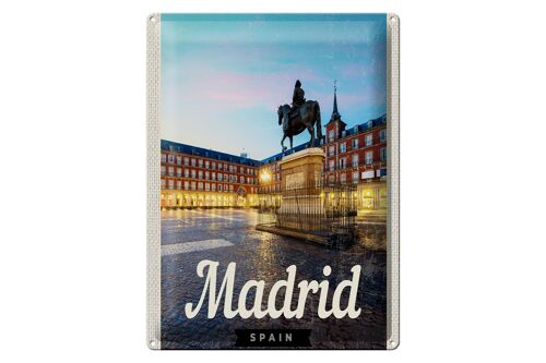 Blechschild Reise 30x40cm Madrid Spain Stadt Sonnenuntergang