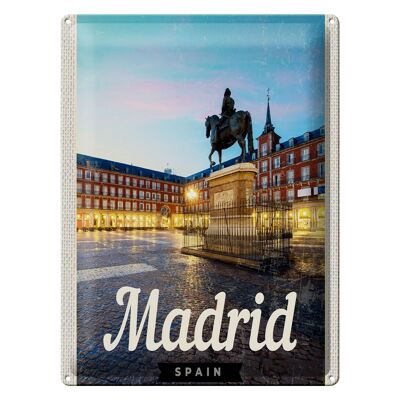 Panneau en étain voyage 30x40cm, Madrid, espagne, ville, coucher de soleil