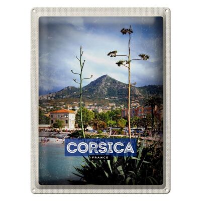 Targa in metallo da viaggio 30x40 cm Corsica Francia Francia Panorama
