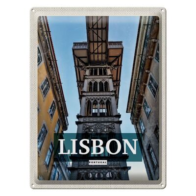 Panneau en étain voyage 30x40cm, Lisbonne, Portugal, tourisme rétro