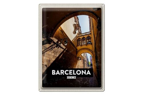 Blechschild Reise 30x40cm Barcelona Spain Retro Architektur