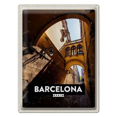 Targa in metallo da viaggio 30x40 cm Barcellona Spagna Architettura retrò