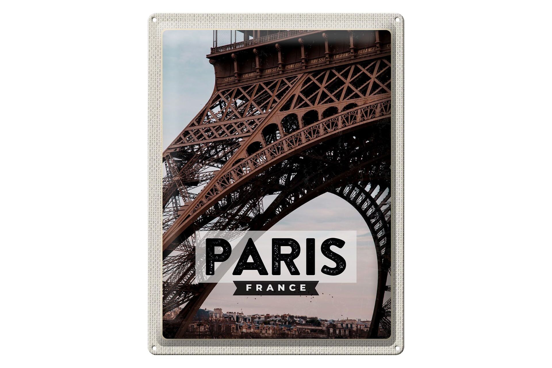 Blechschild Reise 30x40cm Paris France Eiffelturm Schild