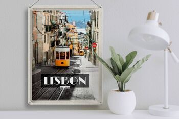 Plaque en tôle voyage 30x40cm tramway Lisbonne Portugal 3