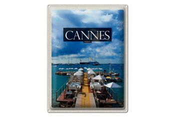 Signe en étain voyage 30x40cm Cannes France vacances rétro 1