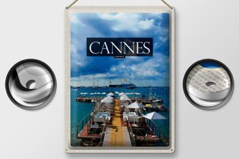 Signe en étain voyage 30x40cm Cannes France vacances rétro 2