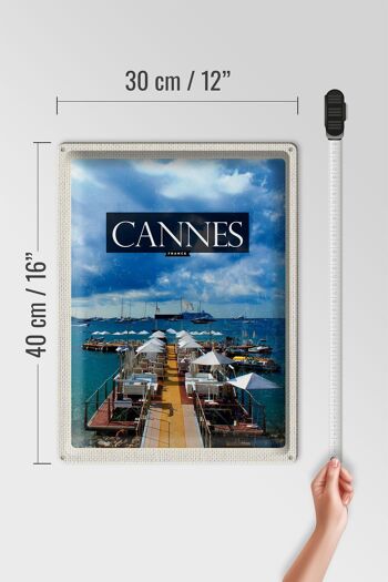 Signe en étain voyage 30x40cm Cannes France vacances rétro 4