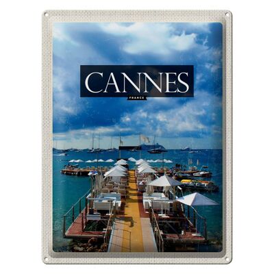 Cartel de chapa de viaje 30x40cm Cannes Francia vacaciones Retro