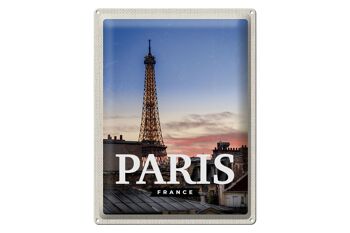 Plaque en tôle voyage 30x40cm Paris France coucher de soleil 1