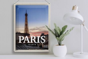 Plaque en tôle voyage 30x40cm Paris France coucher de soleil 3