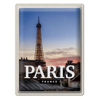 Targa in metallo da viaggio 30x40 cm Parigi Francia tramonto