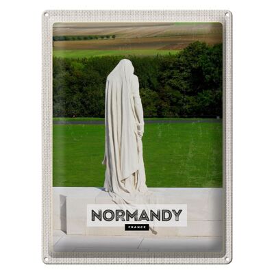 Cartel de chapa de viaje, 30x40cm, escultura de Normandía, Francia, regalo