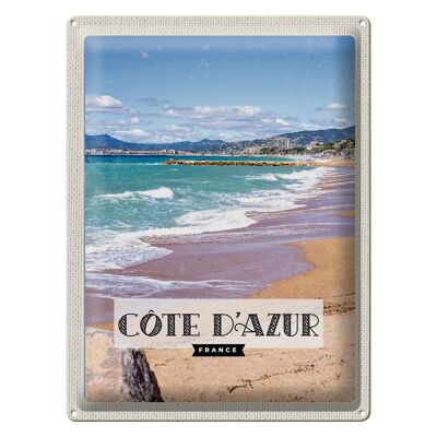Cartel de chapa viaje 30x40cm Costa Azul Francia vista al mar