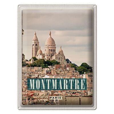 Affiche panoramique de voyage en signe d'étain, 30x40cm, Montamartre, Paris