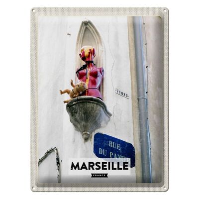 Cartel de chapa viaje 30x40cm Marsella Francia rue du panier