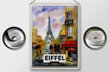 Panneau en étain voyage 30x40cm, tour Eiffel, image pittoresque, art 2