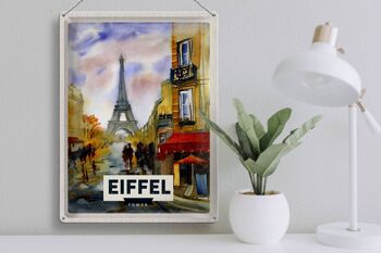Panneau en étain voyage 30x40cm, tour Eiffel, image pittoresque, art 3