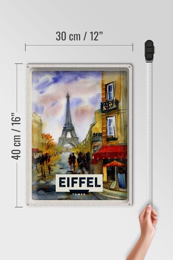 Panneau en étain voyage 30x40cm, tour Eiffel, image pittoresque, art 4