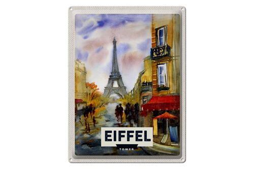 Blechschild Reise 30x40cm Eiffel Tower malerisches Bild Kunst