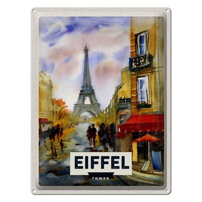 Cartel de chapa de viaje 30x40cm Torre Eiffel imagen artística pintoresca