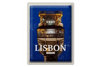 Signe en étain voyage 30x40cm, Lisbonne, Portugal, Architecture rétro 1