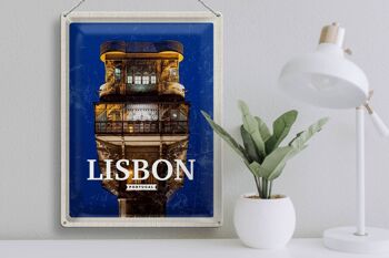 Signe en étain voyage 30x40cm, Lisbonne, Portugal, Architecture rétro 3