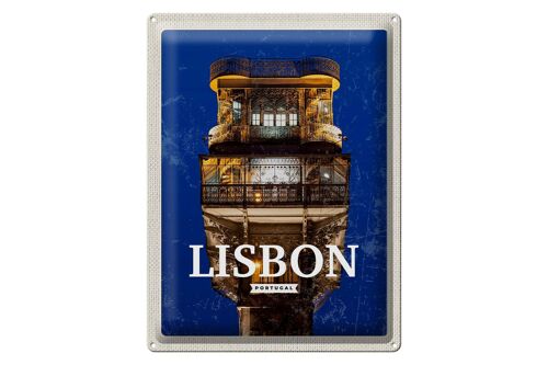 Blechschild Reise 30x40cm Lisbon Portugal Architektur Retro