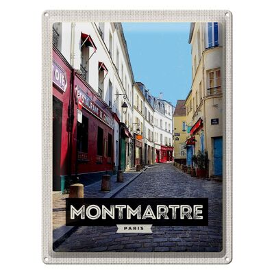 Targa in metallo da viaggio 30x40 cm Montmartre Parigi Città Vecchia Destinazione di viaggio