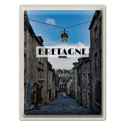 Cartel de chapa de viaje, 30x40cm, Bretaña, Francia, casco antiguo, destino de viaje