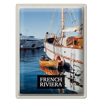 Blechschild Reise 30x40cm French Riviera Urlaubsort Retro