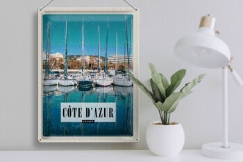 Plaque en tôle voyage 30x40 Côte d'Azur France voiliers port 3