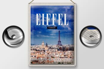 Plaque en tôle voyage 30x40cm tour Eiffel panorama photo rétro 2