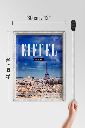 Plaque en tôle voyage 30x40cm tour Eiffel panorama photo rétro 4