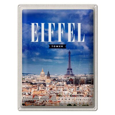 Cartel de chapa viaje 30x40cm Torre Eiffel imagen panorámica retro