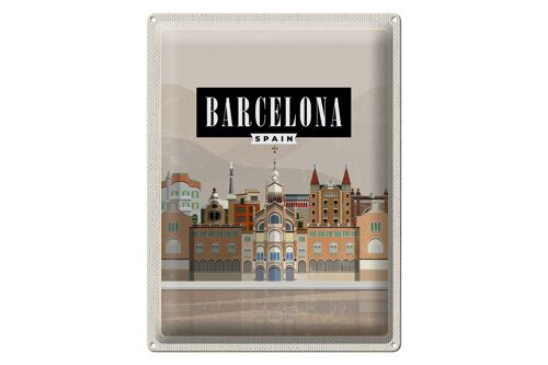 Blechschild Reise 30x40cm Barcelona Spain malerisches Bild