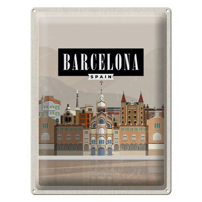 Targa in metallo da viaggio 30x40 cm Barcellona Spagna immagine pittoresca
