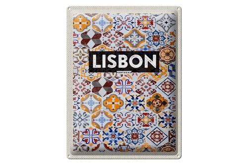 Blechschild Reise 30x40cm Lisbon Portugal Mosaik Kunst