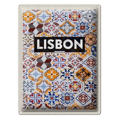 Targa in metallo da viaggio 30x40 cm Lisbona Portogallo Mosaico Art