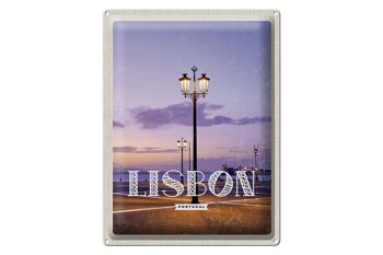 Plaque en tôle voyage 30x40cm Lisbonne Portugal coucher de soleil 1