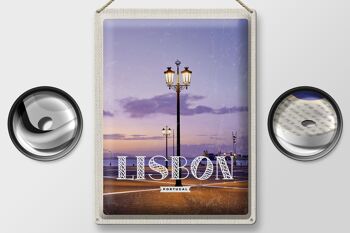 Plaque en tôle voyage 30x40cm Lisbonne Portugal coucher de soleil 2