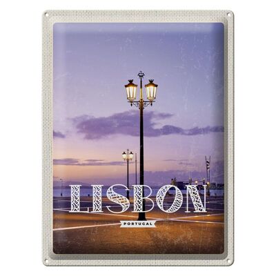 Plaque en tôle voyage 30x40cm Lisbonne Portugal coucher de soleil
